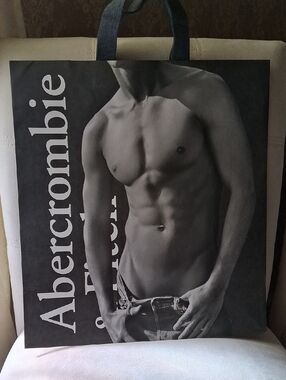 Abercrombie & Fitch Black and White Graphic Shopping Bag
